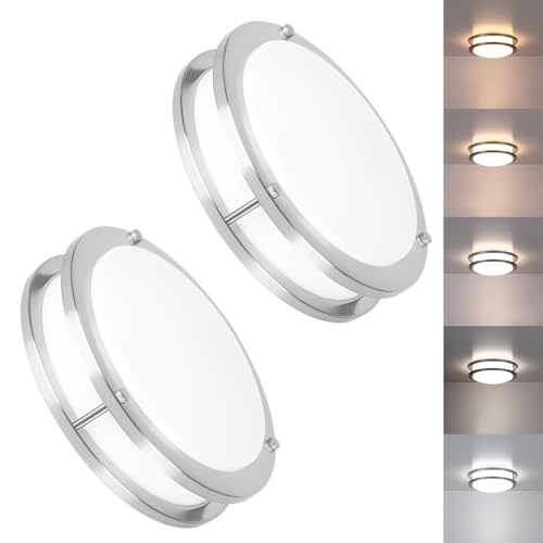 2 Pack Brushed Nickel Ceiling Light, 10 Inch LED Ceiling