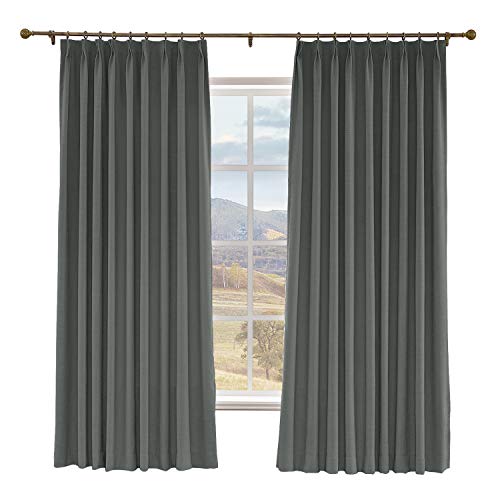 Macochico 52 W x 63 L Blackout Faux Linen Curtains Blackout Room Drapery Panel with Pinch Pleated for Bedroom Classrooms Sliding Glass Door,Carbon Grey (1 Panel) 52"W x 63"L (Pack of 1) Carb