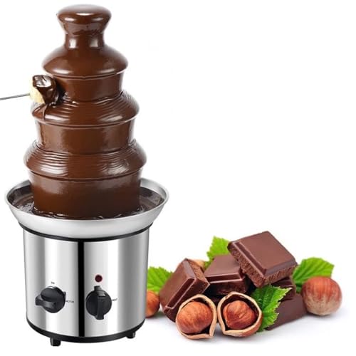 Image of PLYLAY Hot Chocolate Fountain Fondue Commercial Stainless Steel Luxury Party Wedding Restaurant Hotel Perfect for Kids Cheese BBQ Sauce 4 Tiers, 20240315