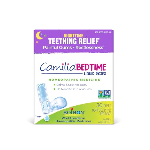Boiron Camilia Bedtime Liquid Doses for Nighttime Teething Relief, Painful Gums, Restlessness, and Irritability - 30 Count