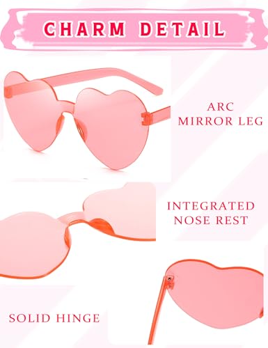 Heart Shaped Sunglasses Rimless Colorful Heart Glasses Bachelorette Party Favors (Mixed Colors)3