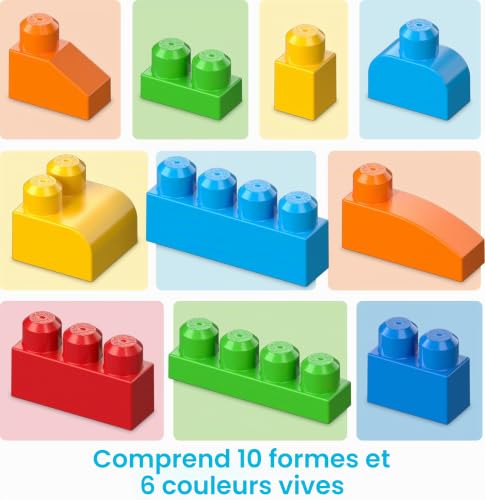 Mega Bloks Sac Blocs Construction Deluxe, 150 briques, jouet pour bébé et enfant de 1 à 5 ans, CNM43 – vue 6