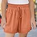 Zzalalana Cotton Linen Shorts for Girls Summer Casual Elastic Waist Bermuda Shorts Kids Short Pants with Pockets 3-14 Years Orange