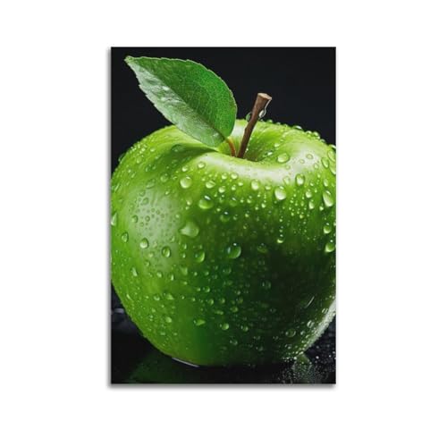Poster pommes vertes fruits avec rosée 60x90cm décoration murale