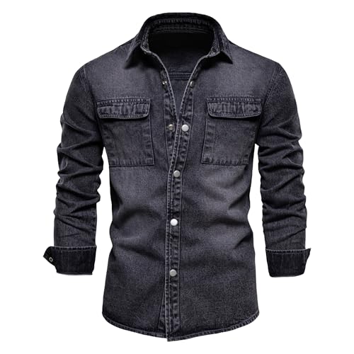 Chaqueta denim ligera para hombre manga larga miniatura 1