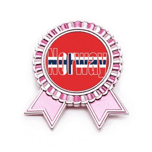 Broche drapeau Norvège rose en métal style Art déco taille M pour customiser vos vêtements