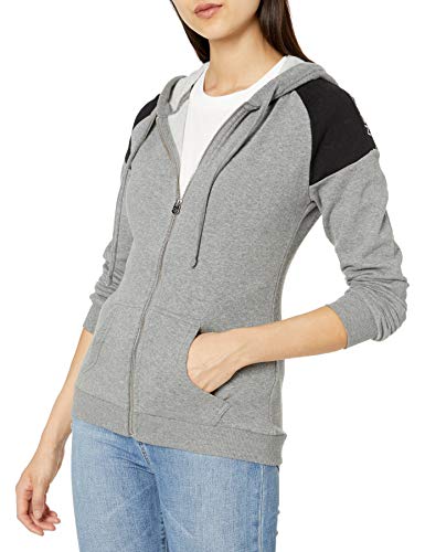 True Religion Women's Long Sleeve Active Zip-Up Hoodie, Steel, M