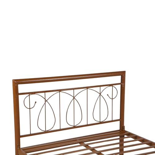 Image of Kovu Metal Extra Single Size Bed Without Storage | Wrought Iron Single Bed with Headboard & Footboard| Sturdy Powder Coated Platform Cot for Bedroom (Kovu Brown)