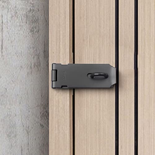 Image of 2 Pack Door Locks Hasp Latch,Stainless Steel Safety Clasp Hasp Lock Latch,Extra Thick Gate Lock Hasp with Screws Brushed Finish for Small Doors, Cabinets and More (Black, 5IN)