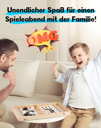 NETONDA Tisch Hockey Brettspiel Eltern-Kind Interaktion Sling Puck Spiel Holz Tischhockey tragbar Schachbrett-Set perfekt Spielzeug für Kinder Familie Geburtstag Weihnachten Partyspiele