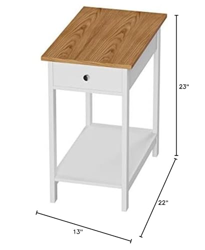 Lavish Home Side Drawer-Narrow End Table With Storage Shelf, White #TOP7