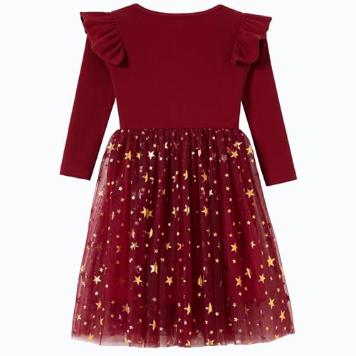 Toddler Girls Christmas Tutu Dress Multi-Layers Tulle Long Sleeve Princess Dress2