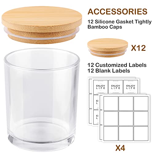 Gotideal 12 Pack 6 Oz Clear Candle Jars With Bamboo Lids For Making Candles Supplies, Bulk Empty Candle Containers Tins Small Glass Jars For Candle Soy Wax #TOP4