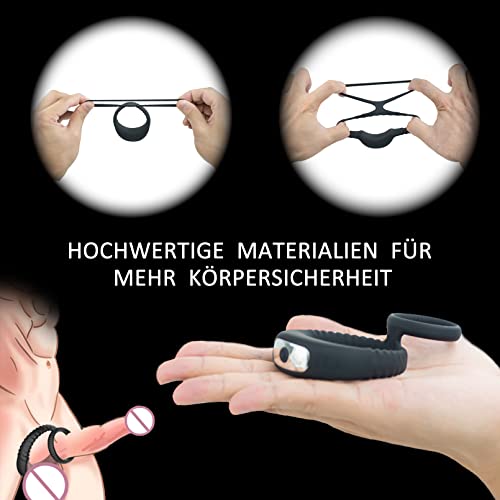 Dual penisring vibrators voor mannen, ISOI siliconen cockring clitorisstimulator met 10 modi vibratie, rekbare penisring erectie massager seksspeeltje voor mannen en paren, extreem - Afbeelding 4