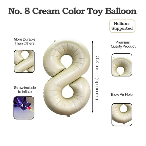 Image of Solid White 8 /eight Number Foil Balloons 32 inch Birthday Party Decoration Helium Supported