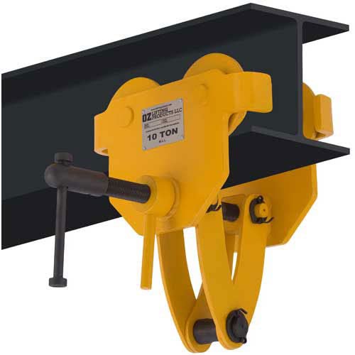 OZ Lifting OZ10BTC Beam Trolley with Clamp 10 Ton Cap. by OZ Lifting Products – Yellow, Model OZ10QAT