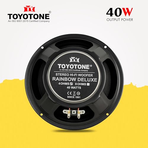 Image of TOYOTONE 8 inch Rainbow Deluxe Stereo HI-FI Woofer Speaker | Water Proof Coated Paper Cone with Rubber Surround | Copper Coil | Impedance 4 Ohms | 90 * 17MM Magnet | 40 Watt for Car and Home Audio System