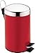 SANWOOD rot Treteimer, Bad-Abfalleimer 3 Liter mit Griff, Kosmetikeimer aus pulverbeschichtetem Stahl mit Edelstahl Deckel, Metall, 22.0 x 17.0 x 24.0 cm