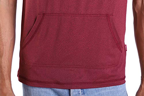 Facitisu Mens Quick Dry Mositure Wicking Athletic Performance T Shirt Hoodies Outdoor Activewear Hoodies (Burgundy, 3Xl) #TOP5