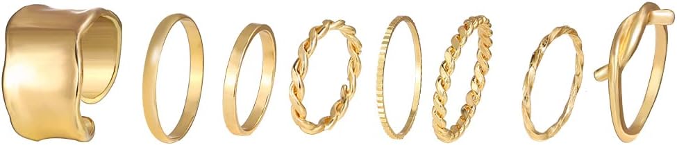 Shining Diva FashionLatest Stylish Metal Boho Midi Finger Rings for Women and Girls - Set of 8 (E13023r), Golden