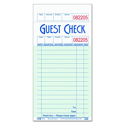 National Checking Company G3616 GuestChecks Pad w/Record Receipt Stub, 3 1/2 x 6 3/4, 100 Per Pad (Case of 50 Pads)