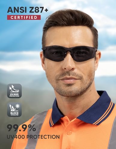 3-Pack ANSI Z87.1 Smoke Tinted Safety Glasses - image 2