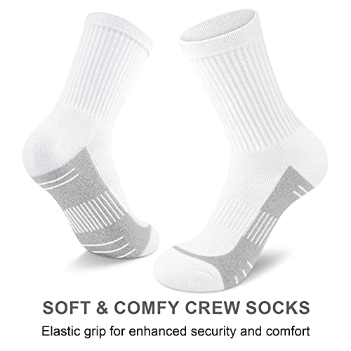 Image of Crew Socks Women Athletic Hiking Running Cushioned Compression Socks 3-5 Pairs