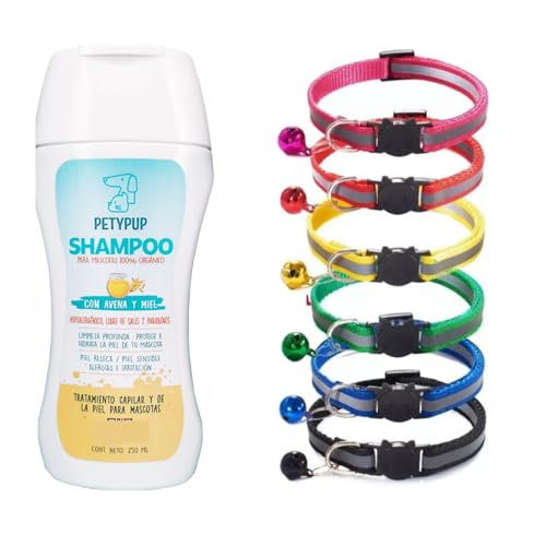 La Mejor Selección de Marcas de miel 100 natural los 7 más buscados. 37 PetyPup Shampoo de avena y Miel + Collar de Mascota Raza pequeñas, Diseño a Elegir.