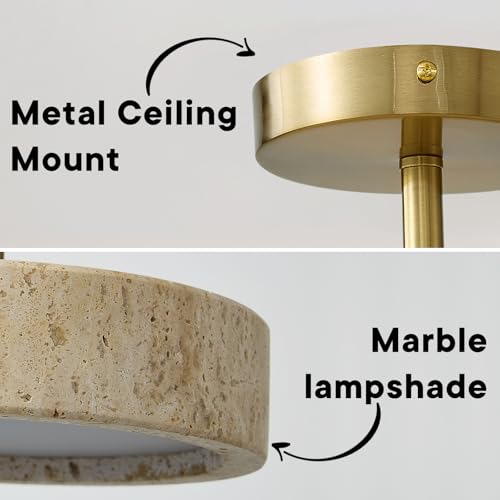 eccuslon 8Inch Travertine Flush Mount Ceiling Light,Wabi Sabi Light Fixture by eccuslon - Used condition - Image 7