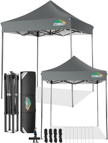 Image of COBIZI 6.6x6.6 Pop Up Canopy Tent No Sidewalls,Heavy Duty Canopy,Gray