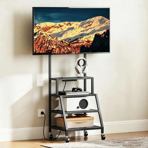 With Mount, Corner Tv Console With Wheels Up To 50 Inches, E