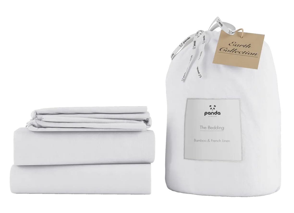 Panda® Bamboo UK Double Complete Bedding Set, Pure White | Duvet Cover, Fitted Sheet, Pillow Cases | Soft, Breathable, Hypoallergenic | Luxury High Thread Count | Moisture-Wicking — image 1