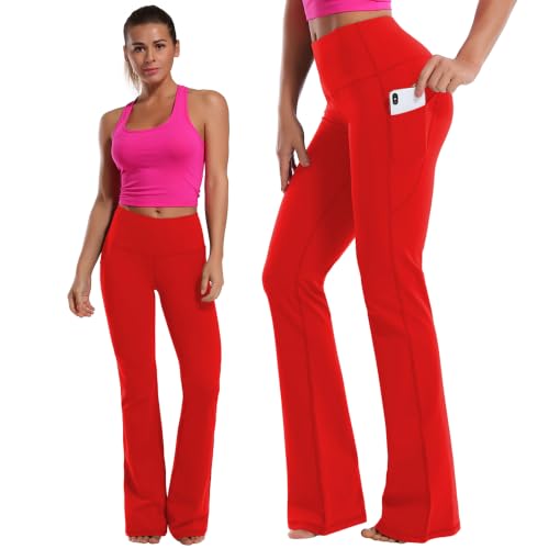 Image of BUBBLELIME Women Out Pockets High Waist Bootlegs Tummy Control Yoga Flared