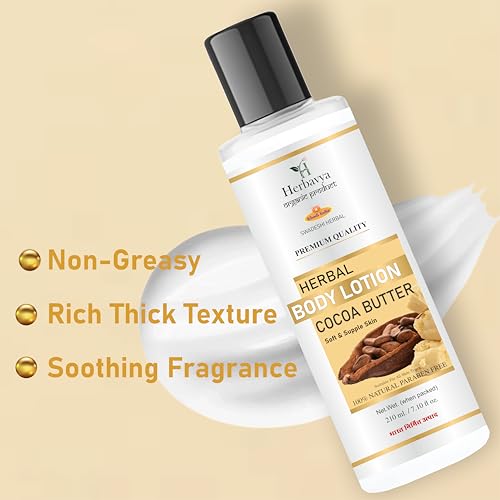 Image of Khadi Herbal Cocoa Butter Moisturizing Cream for Dry Skin | Daily Nourishing Skin Care for Soft and Smooth Skin 400ml.