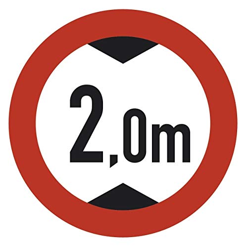Aufkleber Verkehrszeichen Durchfahrtshöhe 2m Fahrzeuge StVO Schild Folie | Ø25cm Made in Germany