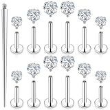 Uzgtvy 14G Lip Labret Medusa Monroe Ashley Nose Ring Stud Piercing Jewelry Snake Bite 14 Gauge Silver Surgical Stainless Steel Flat Back Cartilage Tragus Helix Conch Earring Piercin Jewelry Women Men