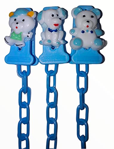 Prendedor de Chupeta Pop Correntinha Kit C/3 Az, Sonne, Azul