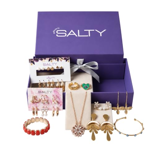 Image of SALTY Jewelry Gift Box for Raksha Bandhan | Rakhi Gifts for Sister, Brother, Bhaiya & Bhabhi | Stylish Festive Hamper