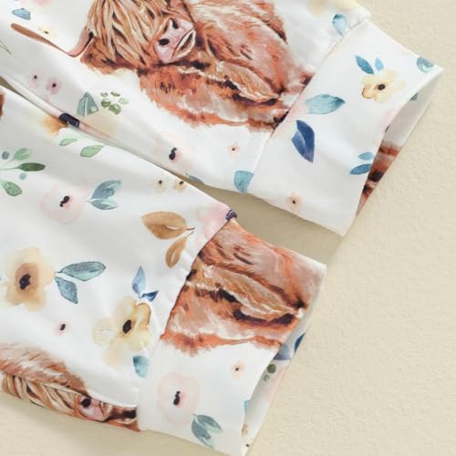 Hello Im New Here Newborn Outfit Girl Baby Going Home Outfits Romper Highland Cow Pants Western Clothes4