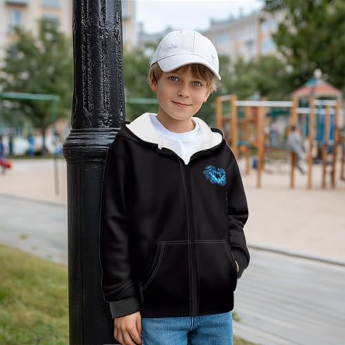 Kids Fleece Zip Up Hoodie Size 7-12 Boys Sweatshirts Fashion Kids Fleece Jacket with Kangaroo Pocket Animal Hoodie3