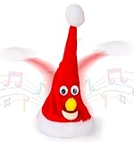 Zest 4 Toyz Musical Santa Cap Singing & Shaking Electric Xmas Santa Party Hat for Adults Kids Swing Funny Toy Hat Red Plush Velvet Christmas Decoration (Pack of 1)