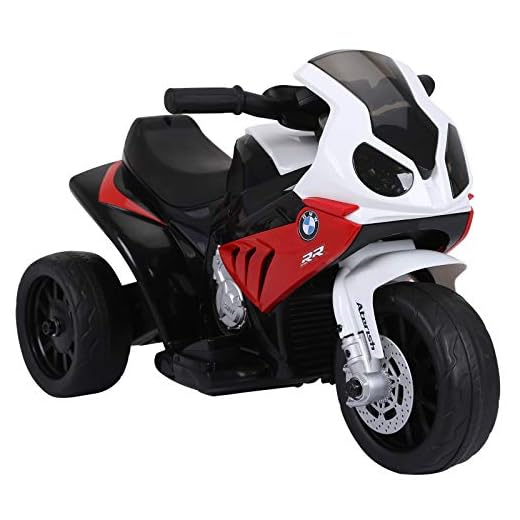 HOMCOM HomComMoto Eléctrica BMW Triciclo Trimoto Infantil 6V Motobicicleta para Niños 18-36 Meses 66x37x44cm Rojo