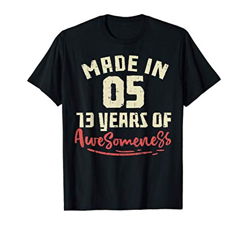 13th Birthday Party Shirt Made In 05 Teen Boys Girls Gift T-Shirt
