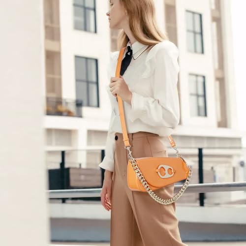 Image of Crossbody Bag Y2K Trendy Purses for Women Patent Leather Shoulder Handbags Hobo Bag with Chian Strap