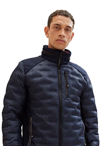 TOM TAILOR Herren Hybrid Steppjacke mit Abnehmbarer Kapuze im Kragen – Ansicht 4