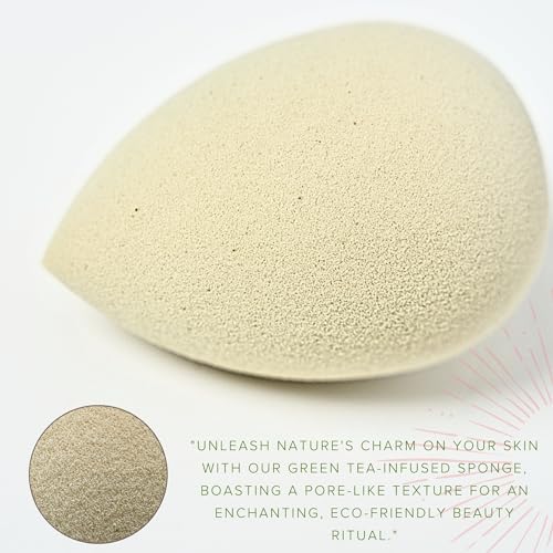 Bumfuzz Green Tea Beauty Sponge - Plant-Based, Eco-Friendly, Cruelty-Free, Dye-Free & Latex-Free Blender, Biodegradable & Vegan Makeup Sponge, Makeup Blender, Perfect for Liquid & Powder (3 count) — view 4