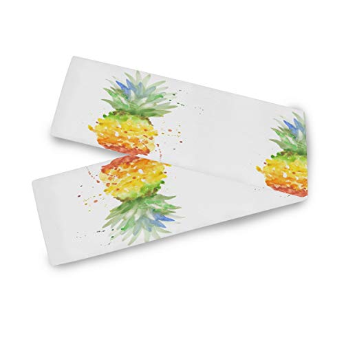 Auuxva CXQG37780022P361C398S755 Watercolor Fruit Pineapple Table Runner 13X70 Inch cover