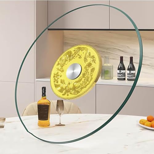 SZITW Piatto Girevole Lazy Susan in Vetro temperato, Piatto da Portata con Sistema di Assistenza alla Rotazione, Vassoio Girevole per Tavolo da Pranzo per Feste in Famiglia, Vassoio Girevole a 360