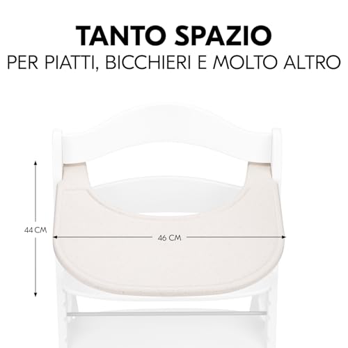 Hauck Vassoio Seggiolone Pappa Alpha Click Tray - Tavolino Bambini In Materiale Riciclato Cert. Grs, Facile Da Fissare Per Seggiolone Legno Alpha+ O Beta+ - Beige, Puntinato - 6