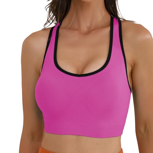 Image of Match Sports Bras for Women, Seamless Racerback Bra with Mid-Impact | Full Coverage Bras with Removable Pads, Soft & Breathable Fabric, Ideal for Yoga, Running, Workout, Pilates & Daily Wear